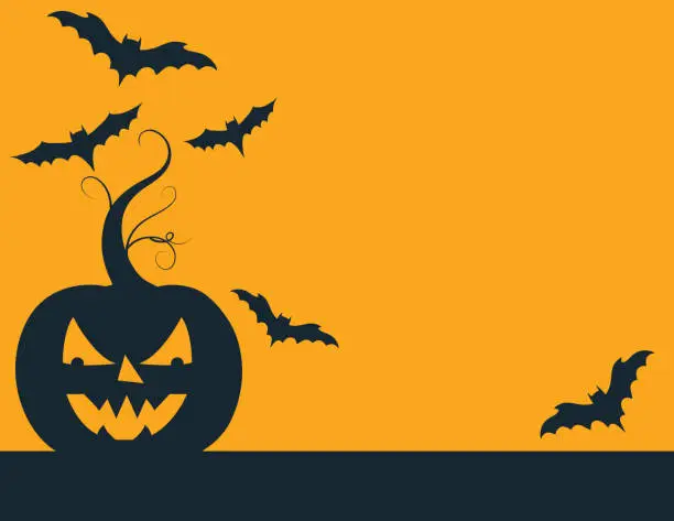 Vector illustration of Fun Halloween Background With Jack O' Lantern