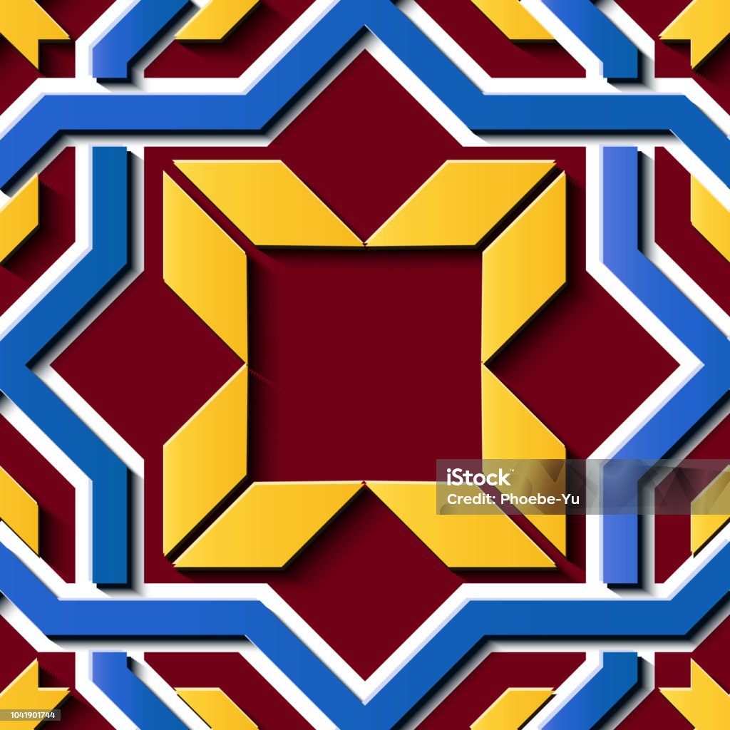 Islamic Vector Polygon Seamless Relief Sculpture Decoration Retro Pattern Islamic Star Polygon ...