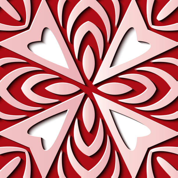 istock Seamless relief sculpture decoration retro pattern curve cross geometry heart kaleidoscope 1041902940