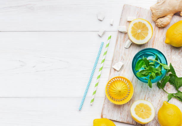 istock Refreshing lemon drink with citrus and mint 1041907680