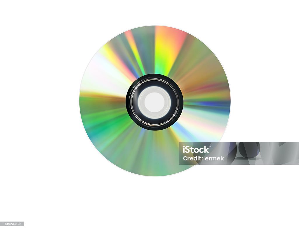 Un disco cd Aislado en blanco. - Foto de stock de Brillante libre de derechos