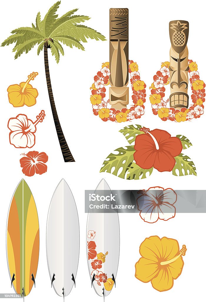 Hawaiian rest attributes  Hawaiian Culture stock vector