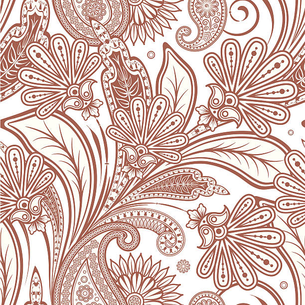 seamless with  paisley vector art illustration