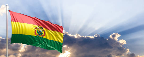 istock Bolivia flag on blue sky. 3d illustration 1041923904