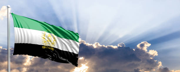 istock Afghanistan flag on blue sky. 3d illustration 1041923940