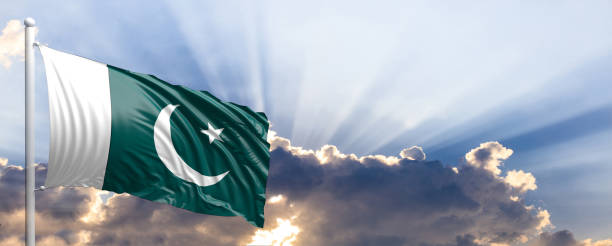 istock Pakistan flag on blue sky. 3d illustration 1041924270