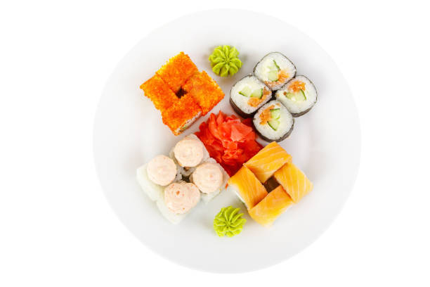 istock Sushi, rolls on a white isolated background 1041925068