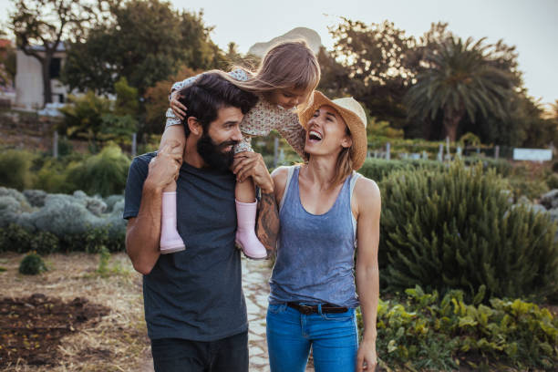 istock Cheerful family spending time together at farm 1041925486