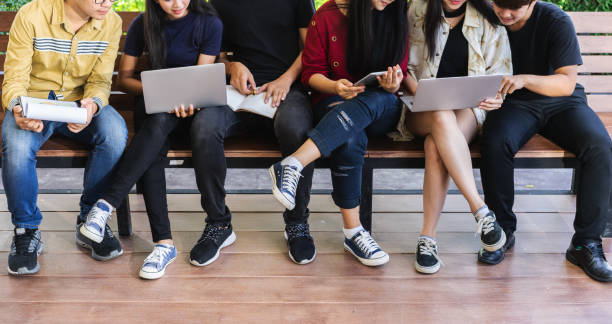 istock Back to school education knowledge college university concept,Students Education Social Media Laptop Tablet