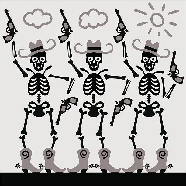 Vector illustration of three skeletons