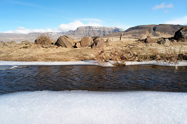 Frozen river, Iceland stock photo