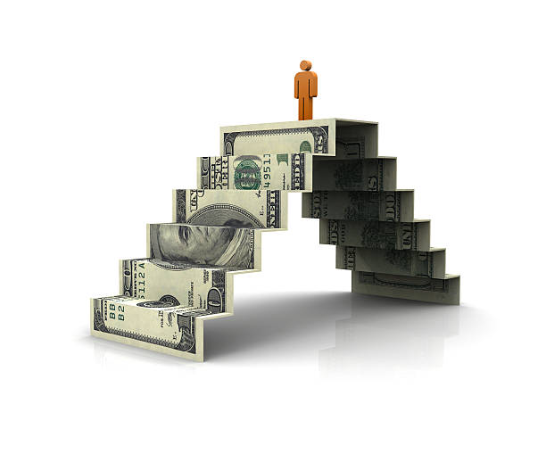 istock Dollar Stair with a Person on Top 104193979