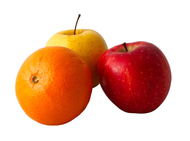 istock Apple orange and mandarine isolated on a white background 1041939838