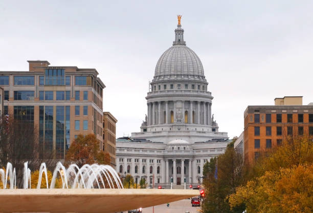 istock Madison downtown cityscape with State Capitol building. 1041940240