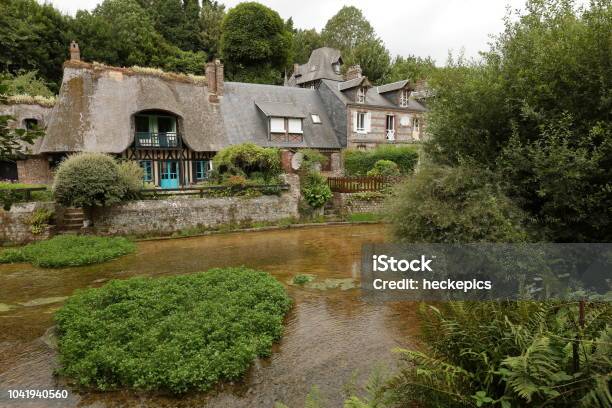 The Village Of Veules Les Roses In Normandy Stock Photo - Download Image Now - Alabaster Coast, Ancient, Detached House