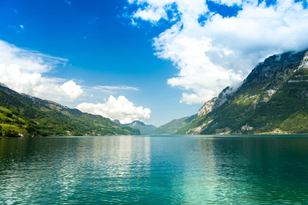 istock Zwitserse bergen en meer uitzicht 1041946960
