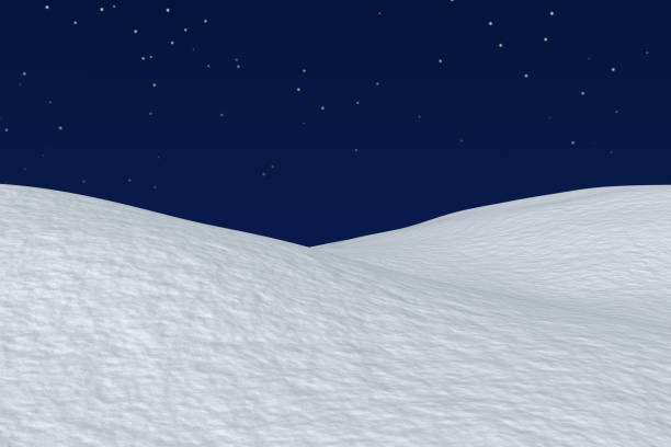 istock Snowy field with hills under night sky 1041947040