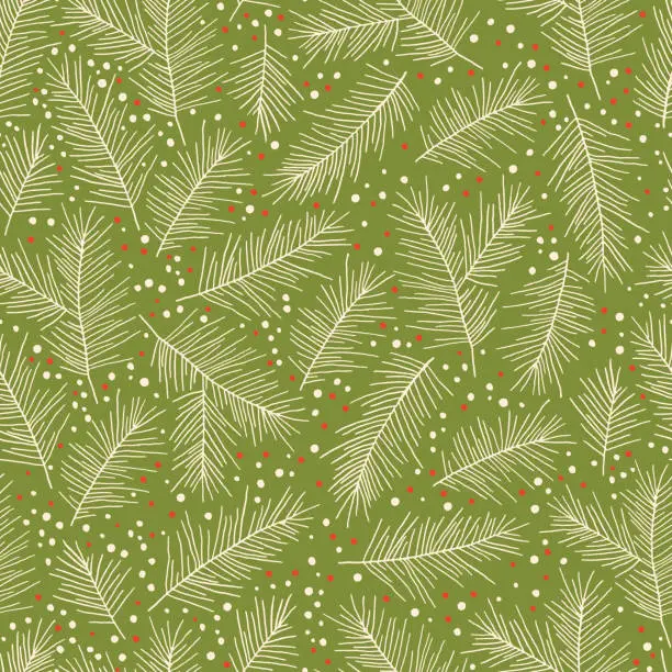 Vector illustration of Christmas Seamless Pattern with Pine Branches