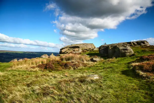 Landscape view of Ilkley moor West Yorkshire