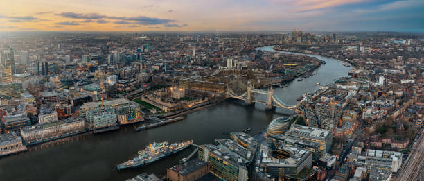 istock Panoramic view over the skyline of London during sunset time 1041955962