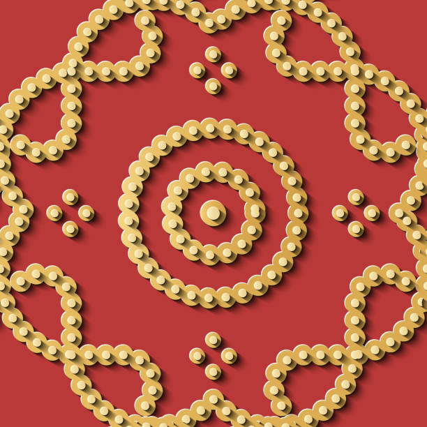 istock Seamless relief sculpture decoration retro pattern gold spiral round curve cross dot frame line 1041959404