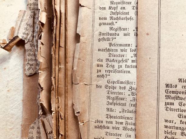 istock Old torn book pages from 19. th century 1041964232