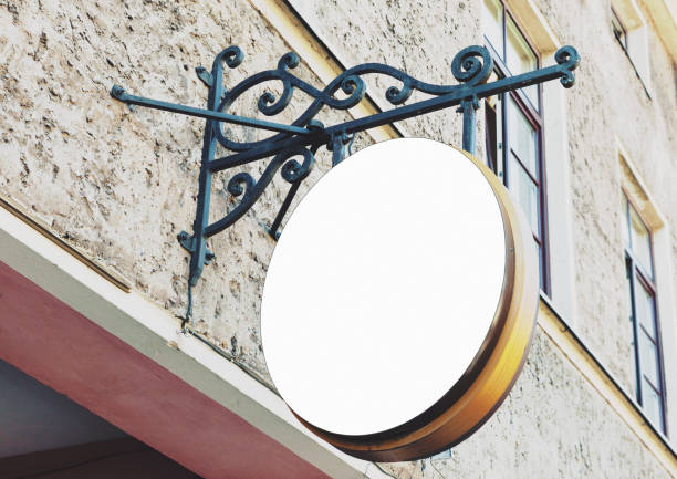 istock Vintage blank rounded outdoor restaurant sign 1041971612