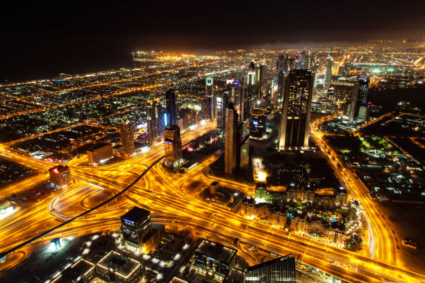 istock Dubai city at night view of downtown 1041978308