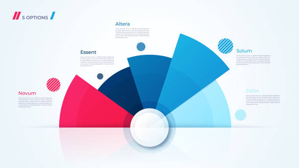 Vector circle chart design, modern template for creating infographics, presentations, reports, visualizations. Vector circle chart design, modern template for creating infographics, presentations, reports, visualizations. Global swatches. infographic vector stock illustrations