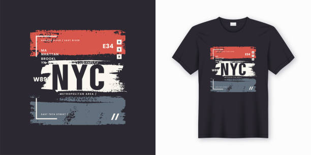 nowy jork stylowy t-shirt i odzież abstrakcyjny design - fasion stock illustrations