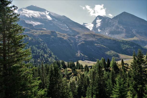 las etapas iniciales de la gemmi pass en sunnbuel, arriba kandersteg en las fronteras de los alpes de wallis en la suiza central y bernese en cristal claro sol de otoño temprano - gemmi fotografías e imágenes de stock