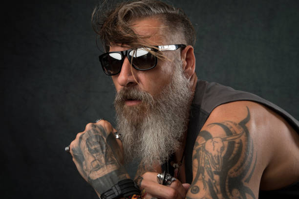 Portrait of a cool biker with sunglasses