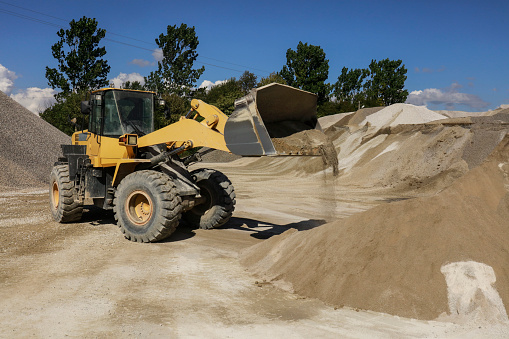 Wheel loader at eathmoving works