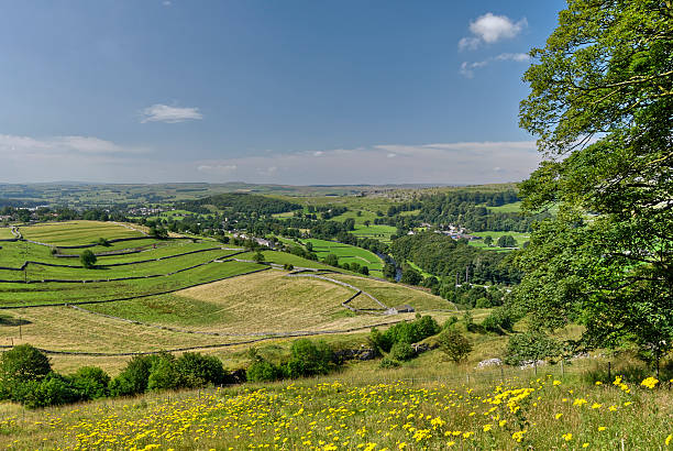 blick vom langcliffe scar - ribble stock-fotos und bilder