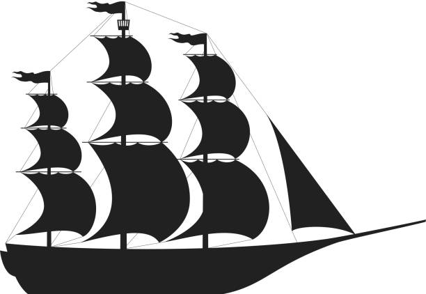 illustrations, cliparts, dessins animés et icônes de silhouette de bateau - sail ship