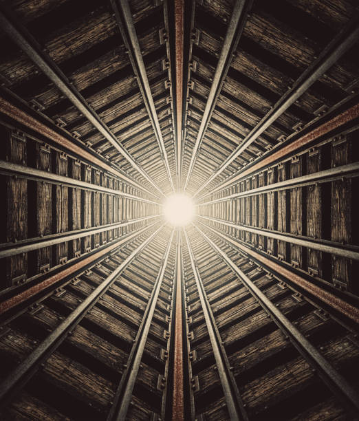 Light at the top of a mineshaft.  Symmetrical composite.