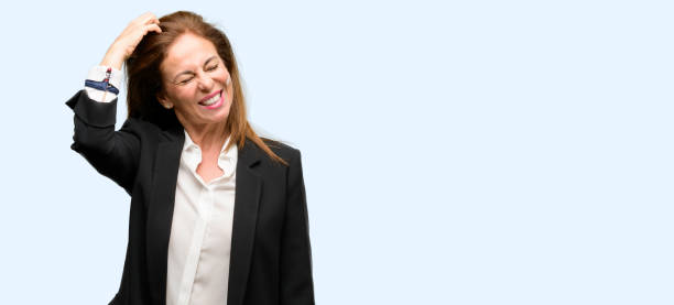 Middle age woman wearing jacket doubt expression, confuse and wonder concept, uncertain future