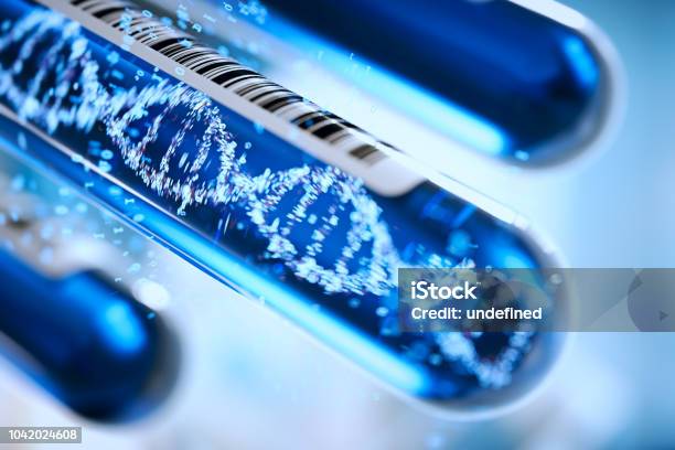 Molecule Of Dna Forming Inside The Test Tube Equipment3d Renderingconceptual Image Stock Photo - Download Image Now