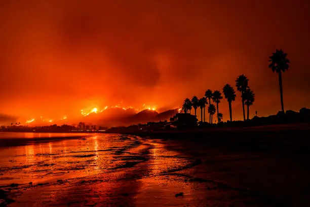 Photo of the Tomas Fire taken from a Santa Barbara beach.