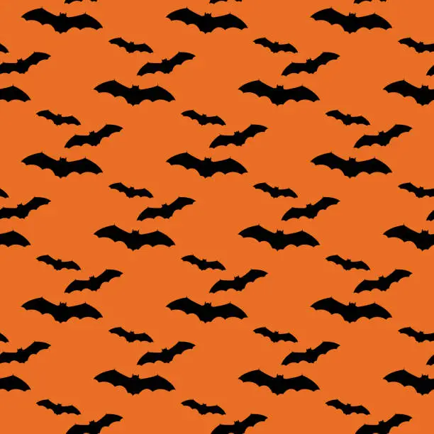 Vector illustration of Flying Bats Seamless Pattern