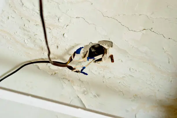 Photo of Old, unsafe wiring in the apartment. Safety violation
