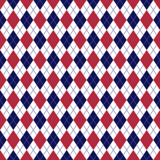 красный и военно-морской аргайл бесшовные шаблон - argyle textile seamless pattern stock illustrations
