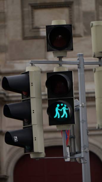 istock Illuminated green crossing sign on traffic light. 1042053686