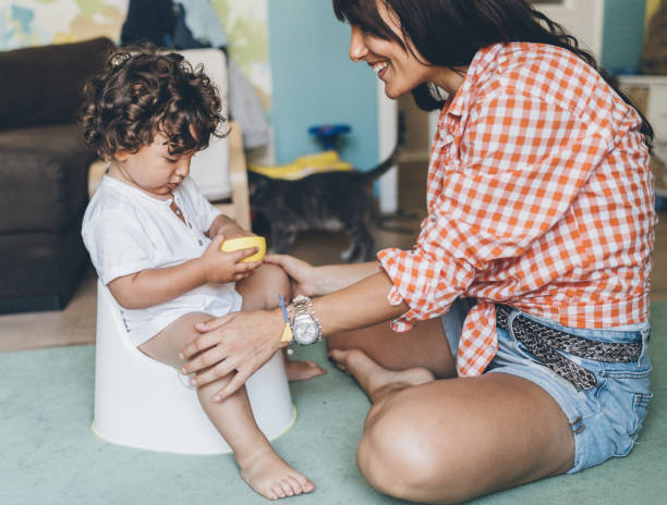 istock Mother Training Her Son to Use Potty 1042058902