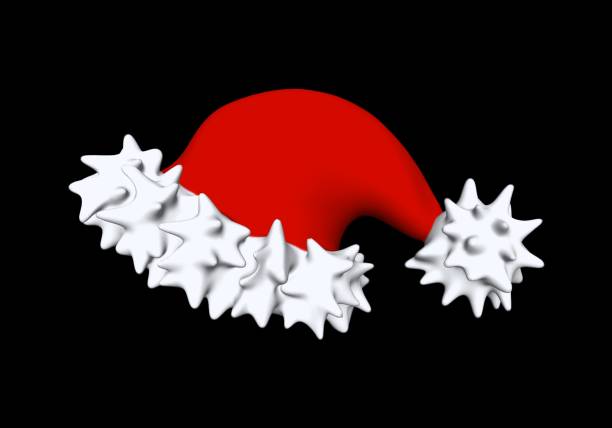 Hat for New Year holiday for Santa 3D illustration isolated on black.