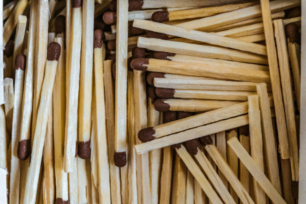 istock Wooden matches with a sulfur head. Close-up. 1042069806