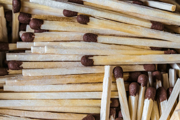 istock Wooden matches with a sulfur head. Close-up. 1042069808