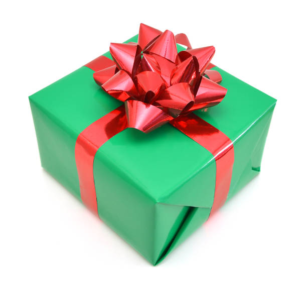 istock A green gift with a red ribbon and a bow 1042074346