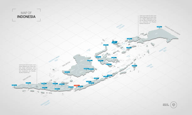市名と行政区划等尺性インドネシアのマップ。 - symbol infographic circle vector点のイラスト素材／クリップアート素材／マンガ素材／アイコン素材
