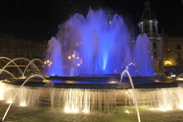 istock Night fountain in the plaza. 1042087392
